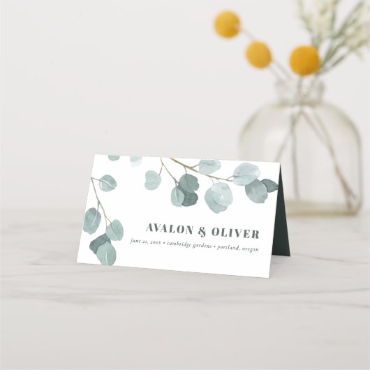 Silver Dollar Eukalyptus Wedding Platzkarte (Rückseite)