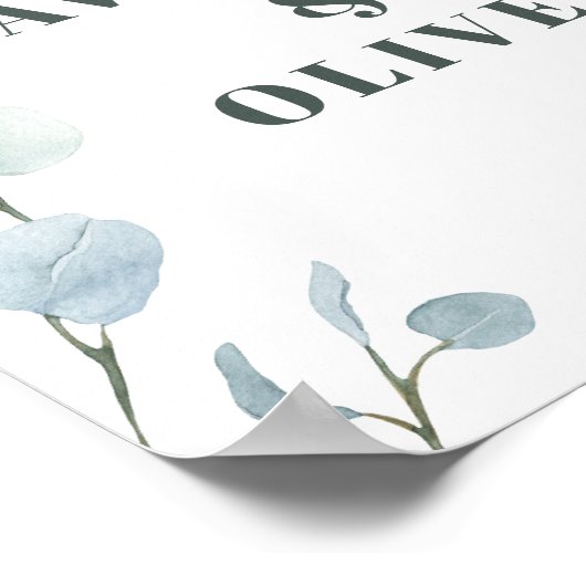 Silver Dollar Eukalyptus Wedding Poster (Ecke)