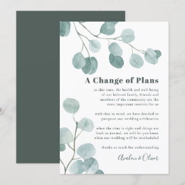 Silver Dollar Eukalyptus Wedding Postponement Einladung