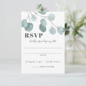Silver Dollar Eukalyptus Wedding RSVP Karte (Stehend Vorderseite)