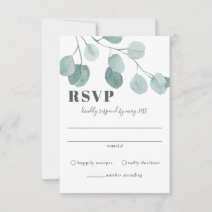 Silver Dollar Eukalyptus Wedding RSVP Karte