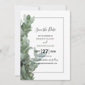 Silver Dollar Eukalyptus Wedding Save the Date (Vorderseite)
