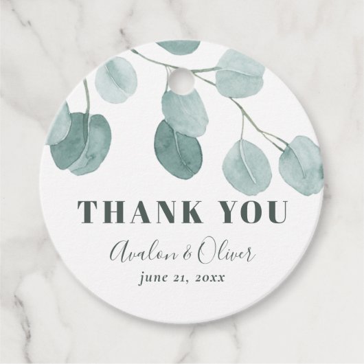 Silver Dollar Eukalyptus Wedding Vielen Dank Geschenkanhänger (Vorderseite)