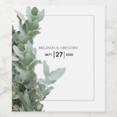 Silver Dollar Eukalyptus Wedding Weinetikett (Einzelnes Label)