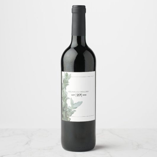 Silver Dollar Eukalyptus Wedding Weinetikett (Vorderseite)