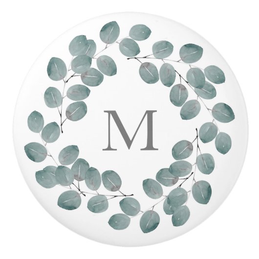 Silver Dollar Eukalyptus Wreath Keramikknauf (Vorderseite)