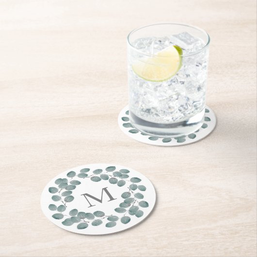 Silver Dollar Eukalyptus Wreath Runder Pappuntersetzer (Vor Ort)