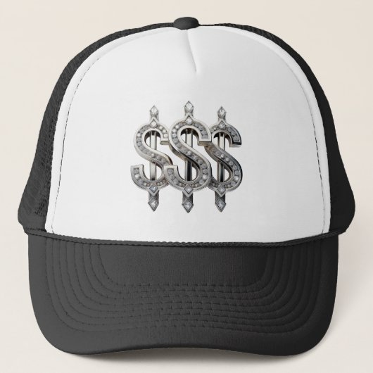 Silver Dollar Zeichen Drippin' with Ice Truckerkappe (Vorderseite)