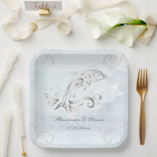 Silver Dolphin Polterabend Papierplatte Pappteller