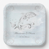 Silver Dolphin Polterabend Papierplatte Pappteller (Vorderseite)