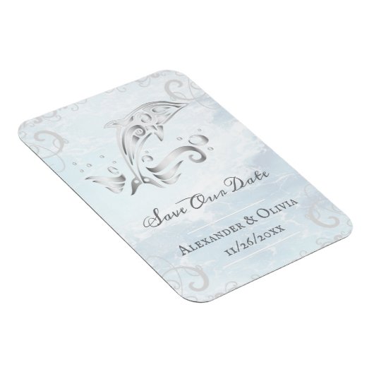Silver Dolphin Save the Date Magnet (Rechte Seite)