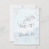 Silver Dolphin Wedding Table Card Einladung (Vorderseite)
