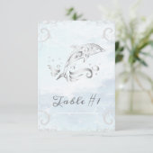 Silver Dolphin Wedding Table Card Einladung (Stehend Vorderseite)