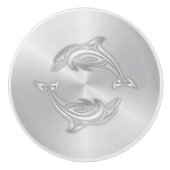 Silver Dolphins Monogram Coastal Keramikknauf (Vorderseite)