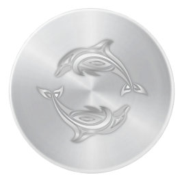Silver Dolphins Monogram Coastal Keramikknauf