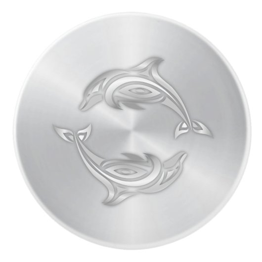 Silver Dolphins Monogram Coastal Keramikknauf (Vorderseite)