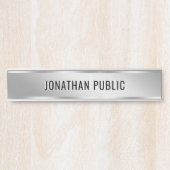 Silver Door Sign Custom Text Elegant Modern Design Türschild (Vorderseite )