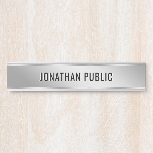 Silver Door Sign Custom Text Elegant Modern Design Türschild (Vorderseite )