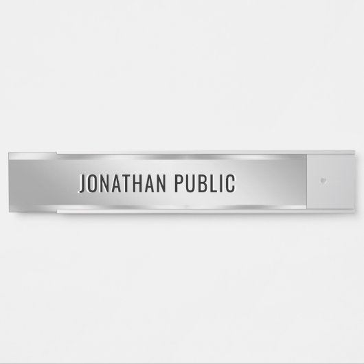 Silver Door Sign Custom Text Elegant Modern Design Türschild (Vorderseite )