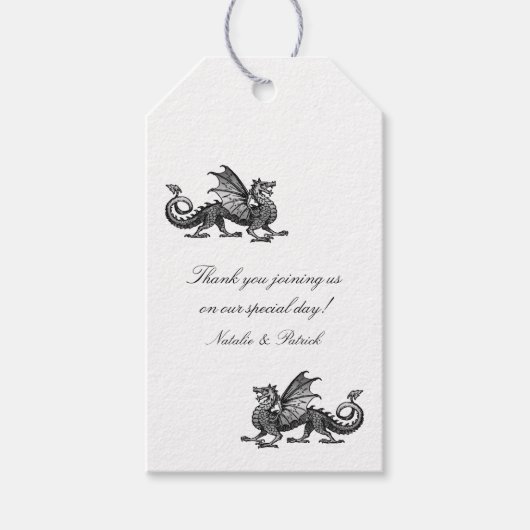 Silver Dragon Wedding Gift Tags Geschenkanhänger (Vorderseite)