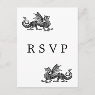Silver Dragon Wedding RSVP Postcard Einladungspostkarte