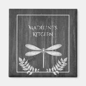 Silver Dragonfly Rustic Magnet (Vorne)