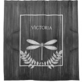 Silver Dragonfly Rustikal Personalisiert Duschvorhang (Vorderseite)