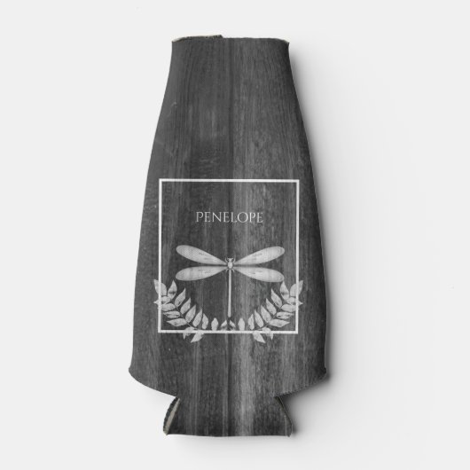 Silver Dragonfly Rustikale Personalisierte Flasche Flaschenkühler (Vorderseite)