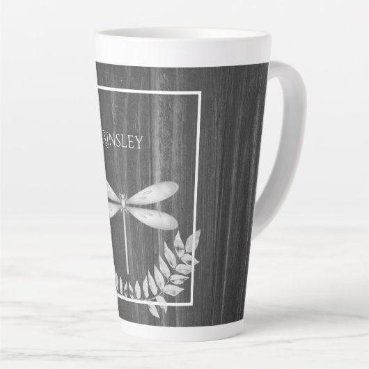 Silver Dragonfly Rustikale Personalisierte Latte T Milchtasse (Rechte Ecke)