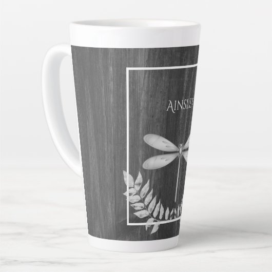 Silver Dragonfly Rustikale Personalisierte Latte T Milchtasse (Linke Ecke)