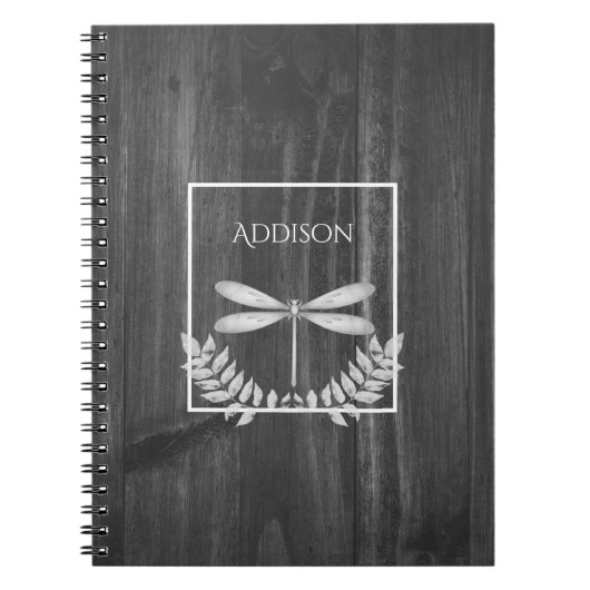 Silver Dragonfly Rustikales Personalisiertes Noteb Notizblock (Vorderseite)