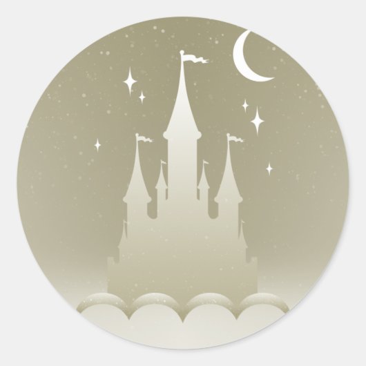 Silver Dreamy Castle in den Wolken Starry Moon Sky Runder Aufkleber (Vorderseite)