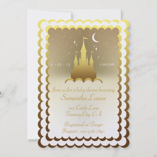 Silver Dreamy Castle in der Wolkendusche Einladung (Vorderseite)