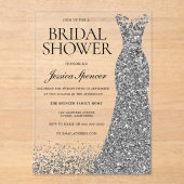 Silver Dress Elegance Brautparty Acryleinladungen (Vorderseite)