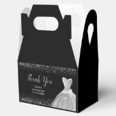 Silver Dress Faux Glitter Quinceanera Geschenkschachtel (Geöffnet)