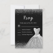 Silver Dress Faux Glitter Sweet 16 RSVP Karte (Vorderseite)