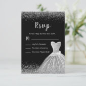Silver Dress Faux Glitter Sweet 16 RSVP Karte (Stehend Vorderseite)