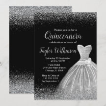 Silver Dress Imitate Glitzer Quinceanera