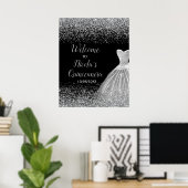 Silver Dress Imitats Glitzer Quinceanera Willkomme Poster (Heimbüro)
