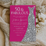 Silver Dress Pink 50 & Fabulous 50. Geburtstag Einladung<br><div class="desc">Silver Dress Pink 50 & Fabulous 50. Geburtstag Einladung Variationen zu der Einladung und passende Artikel in unserem Shop</div>