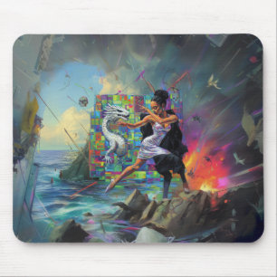 Silver Dress Priestess Occult Dark Hexy AI Art Mousepad