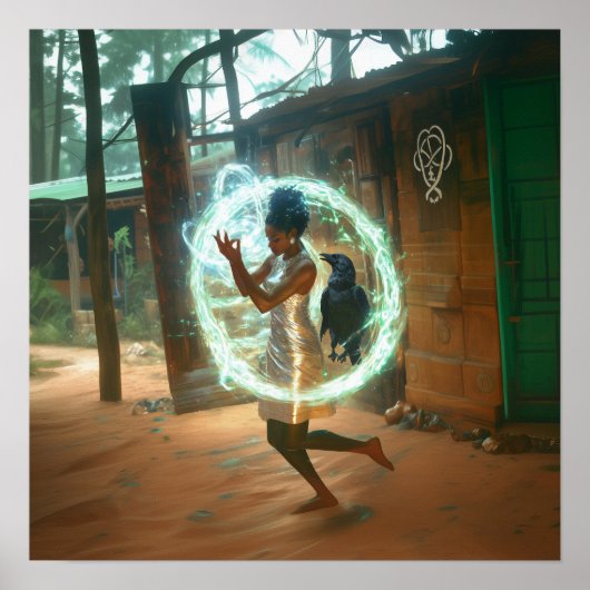 Silver Dress Priestess Witchy AI Art Matt Value Poster (Vorne)