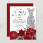 Silver Dress Rose Budget Bridal Dusche Einladung<br><div class="desc">Silver Dress Rose Budget Bridal Dusche Einladung Brunch & Bubbly,  Rote Rosen</div>