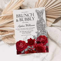 Silver Dress Rote Rose Brunch Bubbly Brautparty