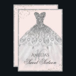 Silver Dress Sparkle 16. 16 . Geburtstag Einladung<br><div class="desc">Hübscher Kleid Quinceanera Einladungen im Kleinen Bayleigh Store!</div>