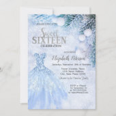 Silver Dress Winter Wonderland Sweet 16 Party Einladung (Vorderseite)