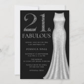 Silver Dress Womans 21. Geburtstag Party Einladung (Vorderseite)