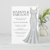 Silver Dress Womans 70. Geburtstagsparty Einladung (Stehend Vorderseite)