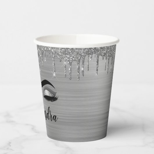 Silver Drilling Glitzer Glam Eyes Paper Cups Pappbecher (Links)