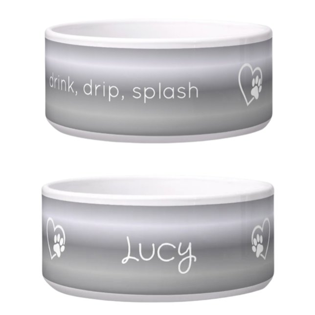 Silver 'drink drip splash' Dog Name Bowl Napf (Von Creator hochgeladen)
